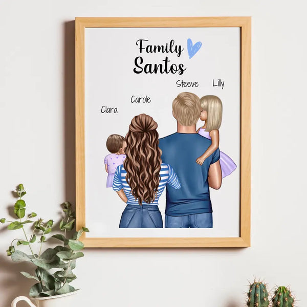 Poster famille Family personnalisé aux prénoms de la tribu, en cadre