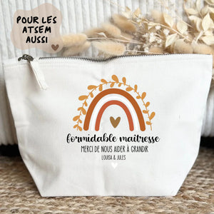 Trousse maîtresse personnalisée prénom — cadeau fin d'année scolaire henrietteandco atelier France