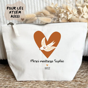 Trousse maîtresse personnalisée prénom — cadeau fin d'année scolaire henrietteandco atelier France