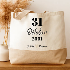 Tote Bag - Date – Cadeau personnalisé – Henriette & Co