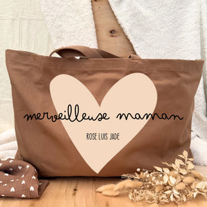 Cabas maîtresse personnalisé prénom — cadeau fin d'année scolaire henrietteandco atelier France