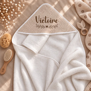 Cape de bain bébé personnalisée au prénom